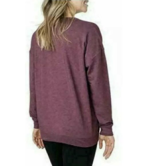 TUFF Women Athletics Long Sleeve Active Sweatshirt --Berry Melange - Picture 2 of 8